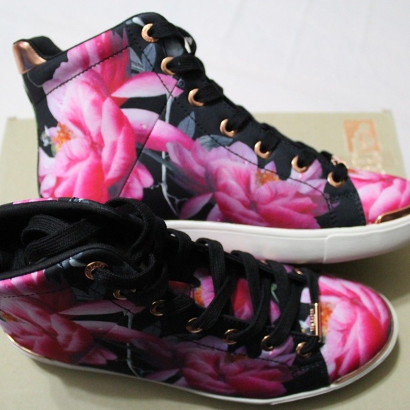 TED BAKER VLEIL CTTRUS BLOOM FLORAL HI TOP SNEAKER - Picture 2 of 6